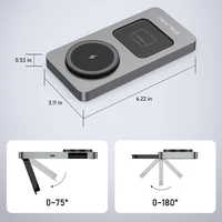 "Blavec" indukcinis įkroviklis BQI-05 Qi 15W magnetinis "Magsafe 3 in 1 UniCharge" (BQI05-QIMS) sidabrinis