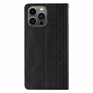 Magnetinis dirželio dėklas iPhone 13 Pro piniginė + mini pakabukas juodas