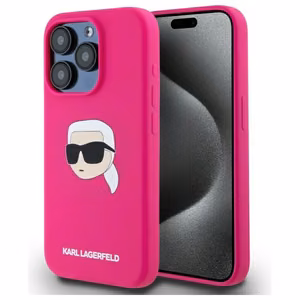 Karl Lagerfeld KLHMP15XSKHPPLF iPhone 15 Pro Max 6.7" фуксия/фуксия жёсткий чехол Silicone Karl Head Print MagSafe