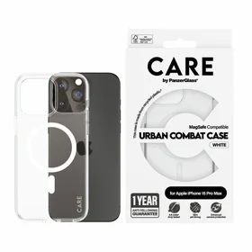 CARE by PanzerGlass Urban Combat Magnetinis dėklas telefonui iPhone 15 Pro Max - baltas