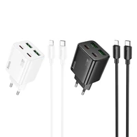 Įkroviklis telefonui Hoco 2 x USB C + 2 x USB A QC3.0 PD 3A 20W + kabelis USB C į Lightning N55 balta
