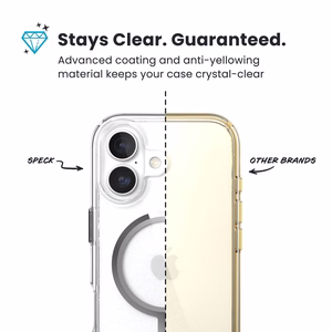 Speck Presidio Perfect Clear MagSafe - iPhone 17 dėklas (Clear / sidabrinis)