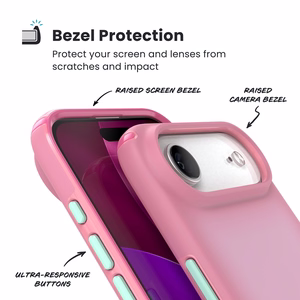 Speck Presidio Lux MagSafe dėklas, skirtas iPhone Air, „Ibis Pink / Dark Ibis / Kanom Green“ spalvos