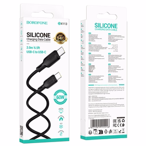 USB kabelis Borofone BX113 60W USB-C to USB-C 2.0m juodas
