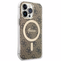 Rinkinys Guess GUBPP13LH4EACSW dėklas + įkroviklis iPhone 13 Pro rudas kietas dėklas su 4G raštu Magnetinis