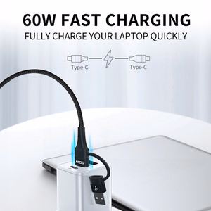 Wozinsky WNBAA 4in1 kabelis 2x USB-C 1x USB-A 1x Lightning 60W 1 m - juodas