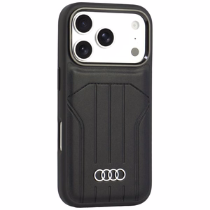 Audi sintetinės odos dėklas, skirtas iPhone 18 Pro / 17 Pro, suderinamas su MagSafe – juodas