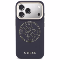 Guess Perforated 4G MagSafe dėklas for iPhone 17 Pro - mėlynas