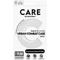 CARE by PanzerGlass Flagmanas Urban Combat baltas dėklas su QI Samsung Galaxy S25 Edge - skaidrus