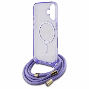 Guess per petį dėklas telefonui Cord Script MagSafe iPhone 16 – violetinis