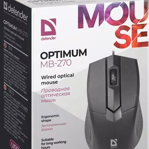 Defender Optimum MB-270 kompiuterio pelė Biuras Dešinės rankos USB A tipo Optinis 1000 DPI
