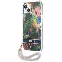 Guess GUHCP13SHFLSB iPhone 13 mini 5.4" mėlynas/mėlynas kietas dėklas Gėlių Dirželis