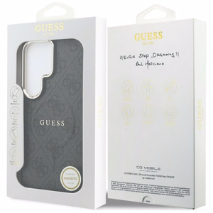 GUESS dėklas for SAMSUNG S26 Ultra GUHMS26LP4MSEGCK (4G Embossed Ring MagSafe) juodas