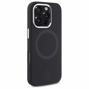 Mercedes silikoninis toninis logotipas Magnetinis dėklas telefonui iPhone 16 Pro - juodas