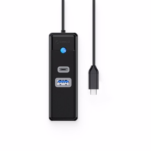 Orico PWCUR-C3 3-port USB Hub 1x USB-A 3.0 1x USB-C 3.0 1x RJ45 Gigabit Ethernet 1 m - Black