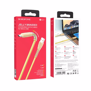 Borofone kabelis BU31 Clear Shadow Jelly - USB į Micro USB - 2,4A 1 metras auksinis