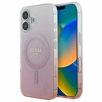 Guess IML Blizgantis gradientas Magnetinis dėklas telefonui iPhone 16 Plus - rožinis