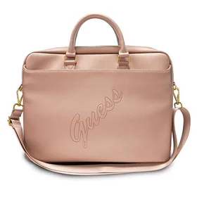 Guess Saffiano Script 16" Nešiojamojo kompiuterio dėklas rožinis