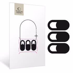 KAMEROS UŽSKLANDA TECH-PROTECT CAM FIT+ 3 VNT. NEŠIOJAMO KOMPIUTERIO KAMEROS DANGTELIS JUODAS