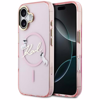 Karl Lagerfeld IML Choupettes Karl Script Logo MagSafe iPhone 17 Dėklas - rožinis