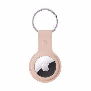 Crong Silicone dėklas, skirtas Apple AirTag 1 / 2, su žiedu raktams, smėlio rausvas