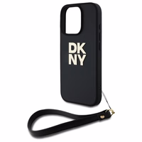 DKNY Wrist Strap Stock Logo dėklas telefonui iPhone 16 Pro - juodas