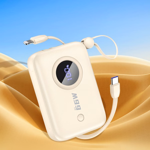 Išorinė baterija Dudao K14 10000mAh su USB-C / Lightning laidais (smėlinė)