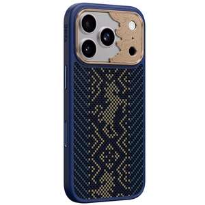 Mėlynas „Benks Magnetic Armor Pro Knight“ kevlaro dėklas su metaliniu rėmeliu (C.K.FL.AP.GD.BC72), skirtas iPhone 18 Pro / iPhone 17 Pro su „Camera Control“ mygtuku