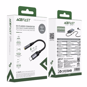 Acefast J12 USB-C į 3.5mm mini jack adapteris - juodas