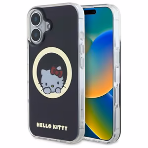 Hello Kitty IML Saldus kačiukas magnetinis iPhone 16 dėklas - juodas