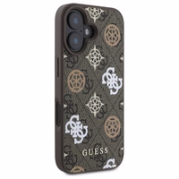 Guess 4G dryžuotas magnetinis dėklas telefonui iPhone 16 - ruda