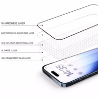 "Tel Protect Full Glue 6D Matt" grūdintas stiklas "Iphone 16 Plus", skirtas "Iphone 16 Plus", juodas