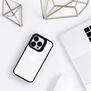 Tel Protect Dėklas telefonui su stovu + kameros stiklas Iphone 15 Plus juoda