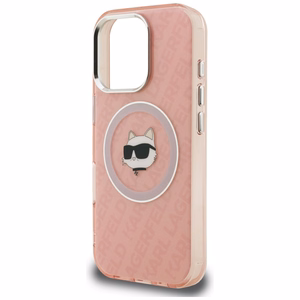 Karl Lagerfeld IML Choupette Head Logo MagSafe Dėklas iPhone 16 Pro - rožinis