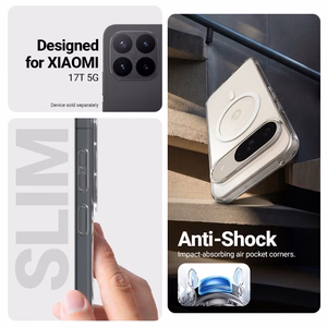 Crong Hybrid Clear Magnetic MagSafe dėklas, skirtas Xiaomi 17T, skaidrus