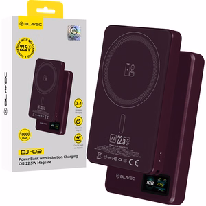 Blavec BJ-03 10000 mAh plonas magnetinis išorinis akumuliatorius su „MagSafe“, 13,5 mm, USB-C, 22,5 W, 3 viename (PBBJ03-MC10P) (spalva: violetinė)