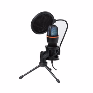Condenser Microphone Art with membrane, standing, illuminated tripod AC-02 black
