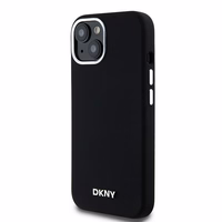 DKNY Skystas silikoninis dėklas MagSafe iPhone 15 Plus / 14 Plus su metaliniu logotipu - juodas (m)