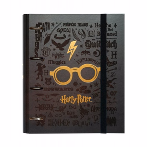 Harry Potter A4 segtuvas su 4 žiedais ir elastine juostele