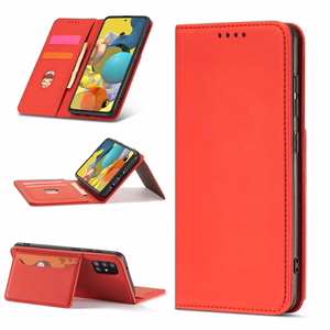 Magnetinis kortelių dėklas Samsung Galaxy A13 5G piniginė kortelių laikiklis raudonas