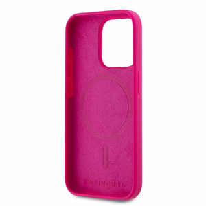 Karl Lagerfeld Silikoninis Choupette Head Magnetinis dėklas telefonui iPhone 15 Pro Max - rožinis