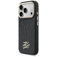 Karl Lagerfeld Croco KL Script Logo MagSafe Case for iPhone 17 Pro Max - Black