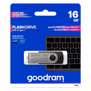 Goodram UTS3 USB atmintukas 16 GB USB A tipo 3.2 Gen 1 (3.1 Gen 1) Juoda