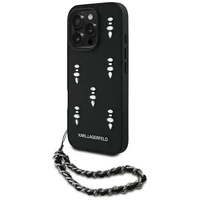 Karl Lagerfeld Saffiano Crystals su grandine dėklas telefonui iPhone 16 Pro - juodas