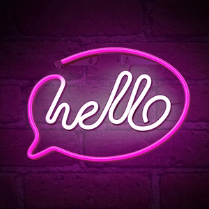 Neon LED Light HELLO rožinis baltas Bat + USB FLNE15 Forever Light