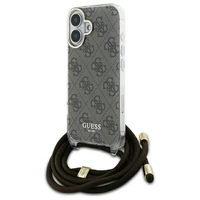 Guess Crossbody Cord 4G Print dėklas su dirželiu iPhone 16 - rudas