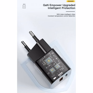 Įkroviklis Essager GaN Square juodas 33W (PD / QC3.0)