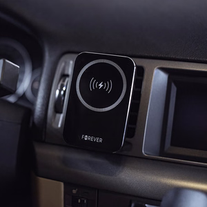 "Forever" automobilio laikiklis oro angai MACH-100 magnetinis su belaidžiu įkrovimu, juodas 15W