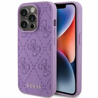 Guess Odinis 4G Įspaustas dėklas telefonui iPhone 15 Pro - violetinis