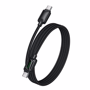 Kabelis su skystųjų kristalų ekranu USB C į USB C Hoco 3A 60W 1,2 m U146 juodas